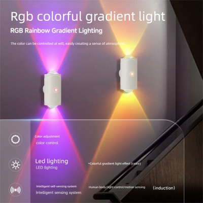 2 حزمة: مصباح ليلي ذكي بحساس حركة مع إضاءة متدرجة RGB وقاعدة مغناطيسية